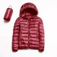 thumbnail image 3 of Lixiuxyad Down Jackets Packable Women Warm Lightweight Hooded Windproof Winter Coat With Recycled Insulation Winter Slim Short Hooded Warm White Down Coat Outerwear Red, 3 of 4