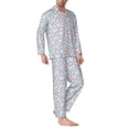 thumbnail image 2 of Salouo Cute Rabbit Print Button-Front Long Sleeve Pajama Set for Men, Soft 2Pjs Men's Long Sleeve Sleepwear-Large, 2 of 7