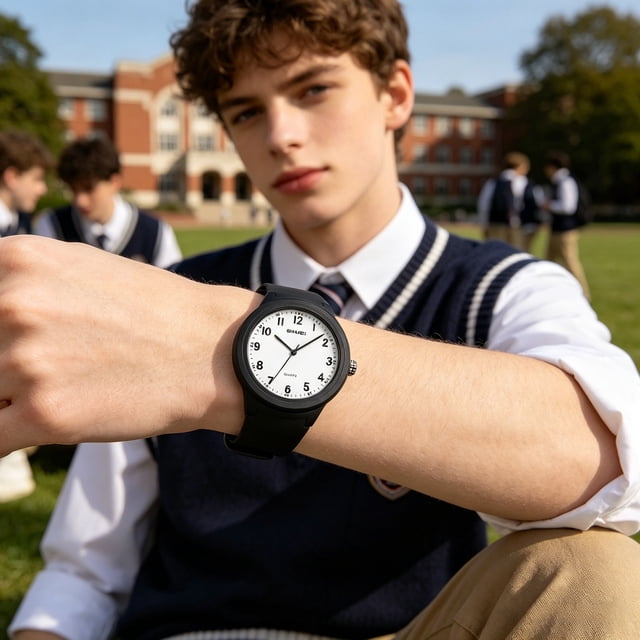 Reloj de pulsera de cuarzo analógico con movimiento silencioso, impermeable, estilo deportivo casual, unisex para estudiantes, chicos y chicas adolescentes.