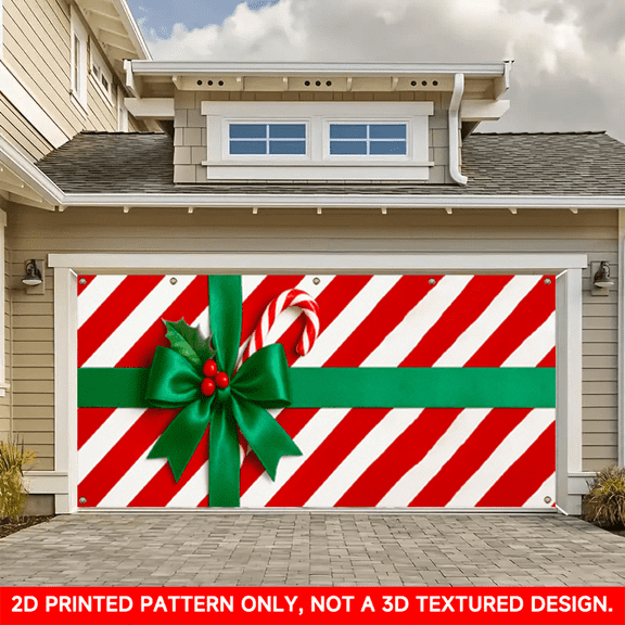 1 PC, 2D Flat/ Flat art decorative banner decoration, flying Santa Claus design pattern, 157x71 inches (400x180cm), universal daily wall decoration, elegant daily garage door decoration, party banner