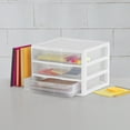 thumbnail image 5 of Sterilite Wide 3 Drawer Unit, Clear Plastic Countertop or Desktop Drawers, White, 5 of 7