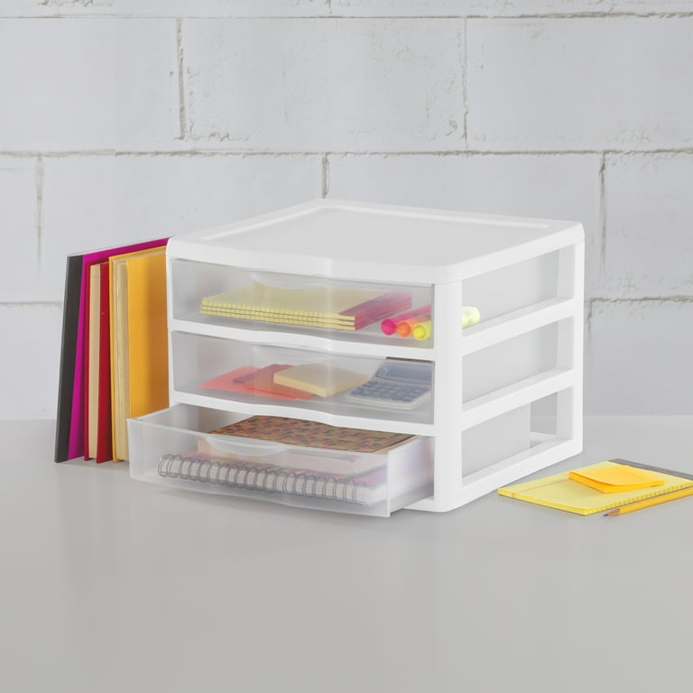 Sterilite Wide 3 Drawer Unit Plastic, White, office supplies Storage  Containers