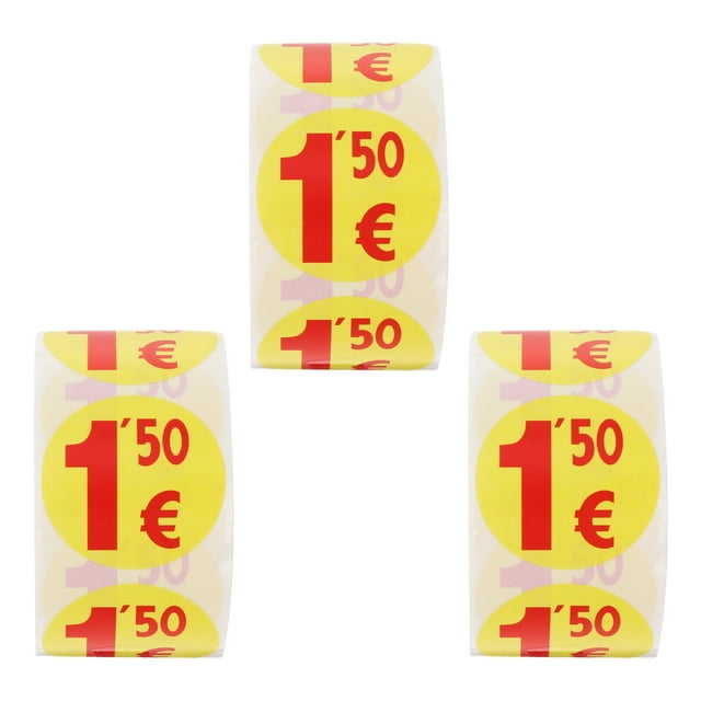 1500Pcs 1.50 Euro Price Stickers Price Labels Small Round Decal for Supermarket