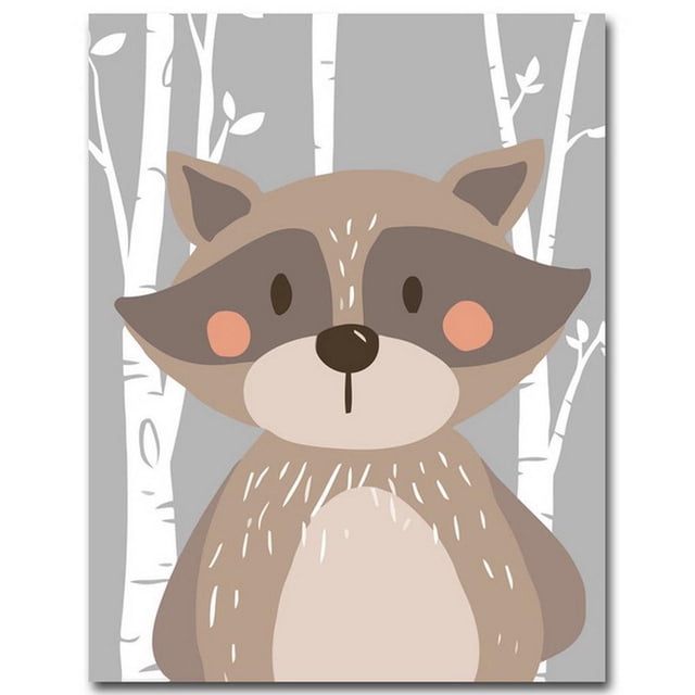 Oso zorro conejo pintura al óleo dibujos animados animales del bosque sin marco lienzo arte HD impreso carteles al óleo imágenes de dibujo Scienceny JJ17289-08