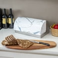 thumbnail image 2 of Home Basics Marble Like Roll Top Lid Steel Bread Box, White, 2 of 5