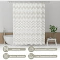 thumbnail image 5 of Fabric Shower Curtain Set, Wave Kakhi Shower Curtain with 12 Shower Curtain Hooks, Luxury Modern Cloth Shower Curtain, Rustic Waterproof Bathroom Shower Curtain Hotel Style, 72x72 Inches, 5 of 7