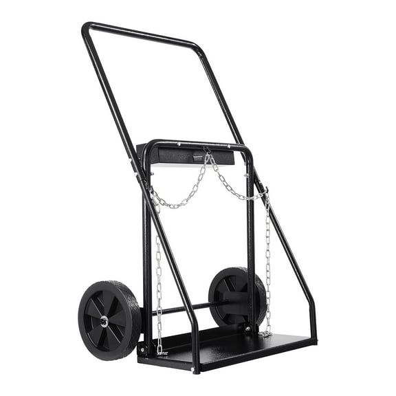 VEVOR Dual Welding Cylinder Cart, Oxygen Acetylene Tank Cart with 440LBS Static Weight Capacity, 10-Inch Solid Wheels and Tank Storage Safety Chains, Suitable for Double 12.5-Inch Dia. Gas Cylinders
