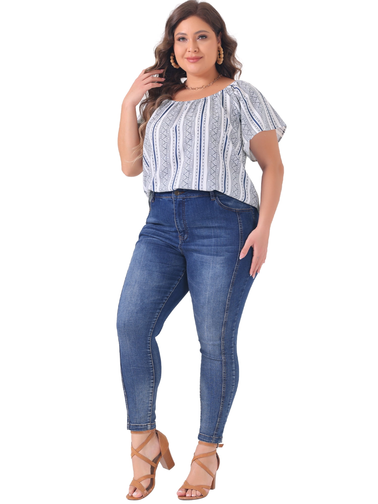 DARING DIVA Women's Plus Off Shoulder Boho Casual Blouse 3X White