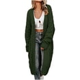 thumbnail image 3 of Otvok Womens Oversized Long Sleeve Knit Cardigan, Ladies Diamond Cable Knit Open Front Maxi Length Casual Sweater Coat, 3 of 7
