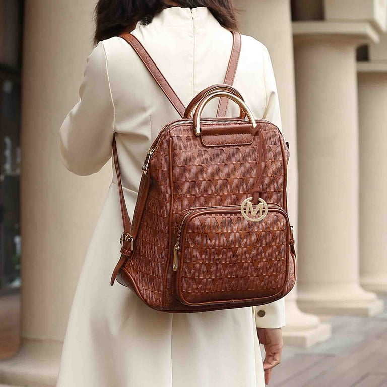 MKF Collection Torra Women s Backpack Vegan Leather Bookbag Purse for Travel Work and School by Mia K Mustard Walmart