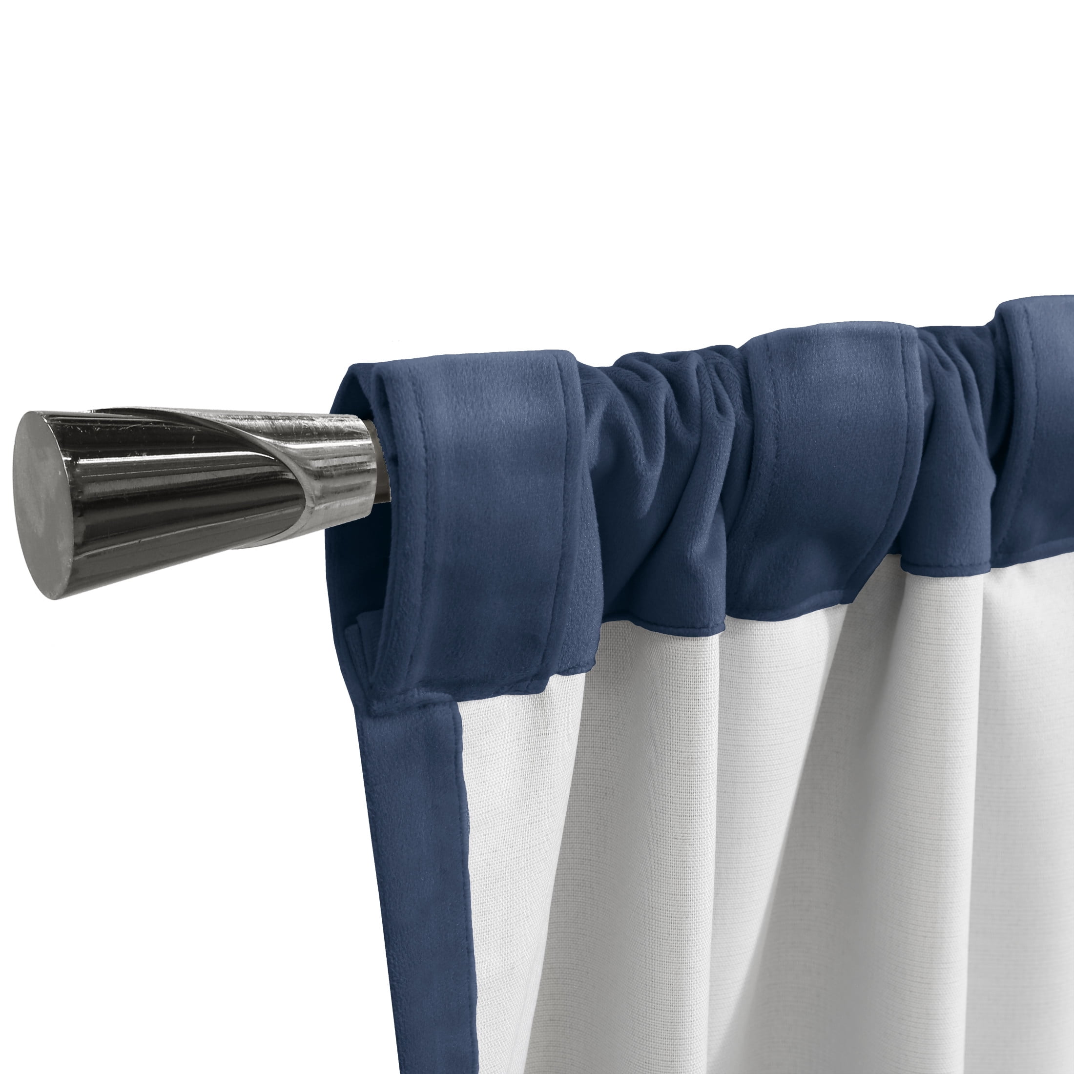 Savannah Room Darkening Velvet Dual Header Curtain Panel 50" x 84" in Dark Blue