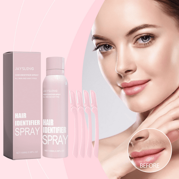 Hair Identifier Spray for Face Shaving with 4 Beginner Dermaplaning Tool, Clear Identification of Hair, Hair Identifier Spray for Face Dermaplaning, Hair Identifier Spray (Pink)