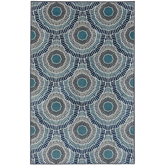 Loomaknoti Terrace Tropic Ferley 9' x 12' Abstract Indoor/Outdoor Area Rug , Blue/Green