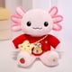 thumbnail image 1 of Peluche de ajolote，ajolote peluche 33 cm con ropa y 1 accesorio — set de 1 look (bolsita o bufanda), ajolote juguete suave y lavable, regalo para niñas y niños, 1 of 5
