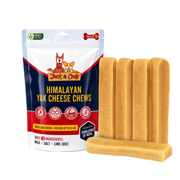 Jack & Cody Himalayan Yak Cheese Dog Chews for Dogs, Small 5 Count, Long Lasting Natural High Protein Dog Treats, Limited Ingredient Chews, Made in Nepal