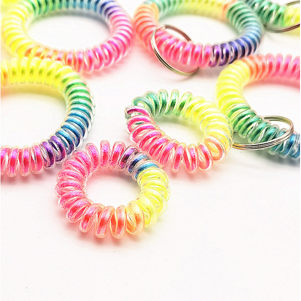 Colored Plastic Coil Stretch Wristband Elastic Stretchable Spiral Bracelet Key Ring Chain for Gym Pool ID Badge and Outdoor Sports 20PCS Walmart
