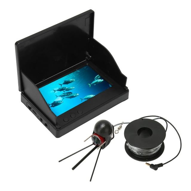 Portable Fishing Camera, 4.3inch 1500cd HD Brightness Display Fish Finder, 195 Degrees Blue , 10Hours Standby, IP68 Waterproof Fish Depth Finder With 12 LED Lights