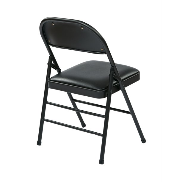 Set of 4 Folding Chair with Vinyl Seat in Black Walmart.ca