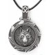 thumbnail image 1 of Wolf Necklace, Round Wolf Medallion Pendant, Faux Leather Cord, Wolf Jewelry Gift for Men, 1 of 4