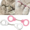 thumbnail image 1 of Tingzi Cat Handcuffs Toy Cat Handcuffs Funny Cat Handcuffs Mini Cat Handcuff Mini Cat Handcuffs Cat Photography Props Stainless Steel Pet Toy Handcuffs Mini Pet Handcuff Suitable for Most Pets, 1 of 6