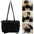 thumbnail image 2 of LHSHID Women Plain Drawstring Tote Bag with Canvas Large Tote Handbag Zipper Female Dating Bag Large Capacity Solid Undera, 2 of 9