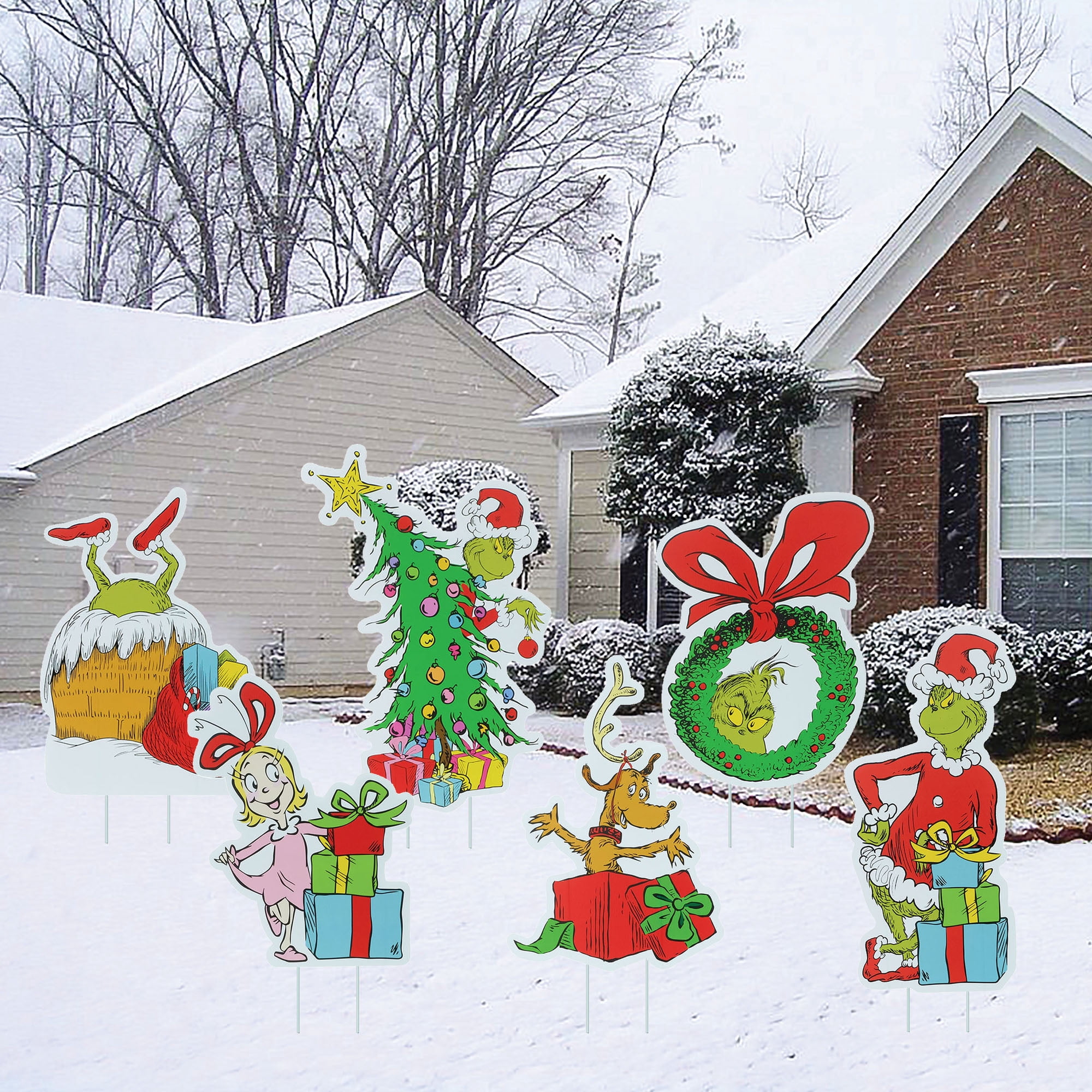 Dr. Seuss The Grinch, Cindy‑Lou & Max Christmas Yard Stakes – 3 Pieces