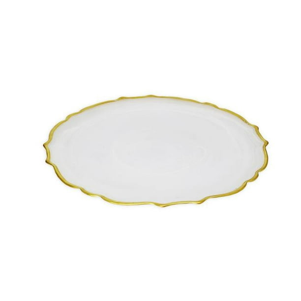 Assiettes blanches, avec bordure dorée 18,5 cm