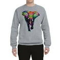 thumbnail image 2 of Wild Bobby, Colorful Rainbow Floral Elephant Animal Lover Unisex Crewneck Graphic Sweatshirt, Heather Grey, Medium, 2 of 3