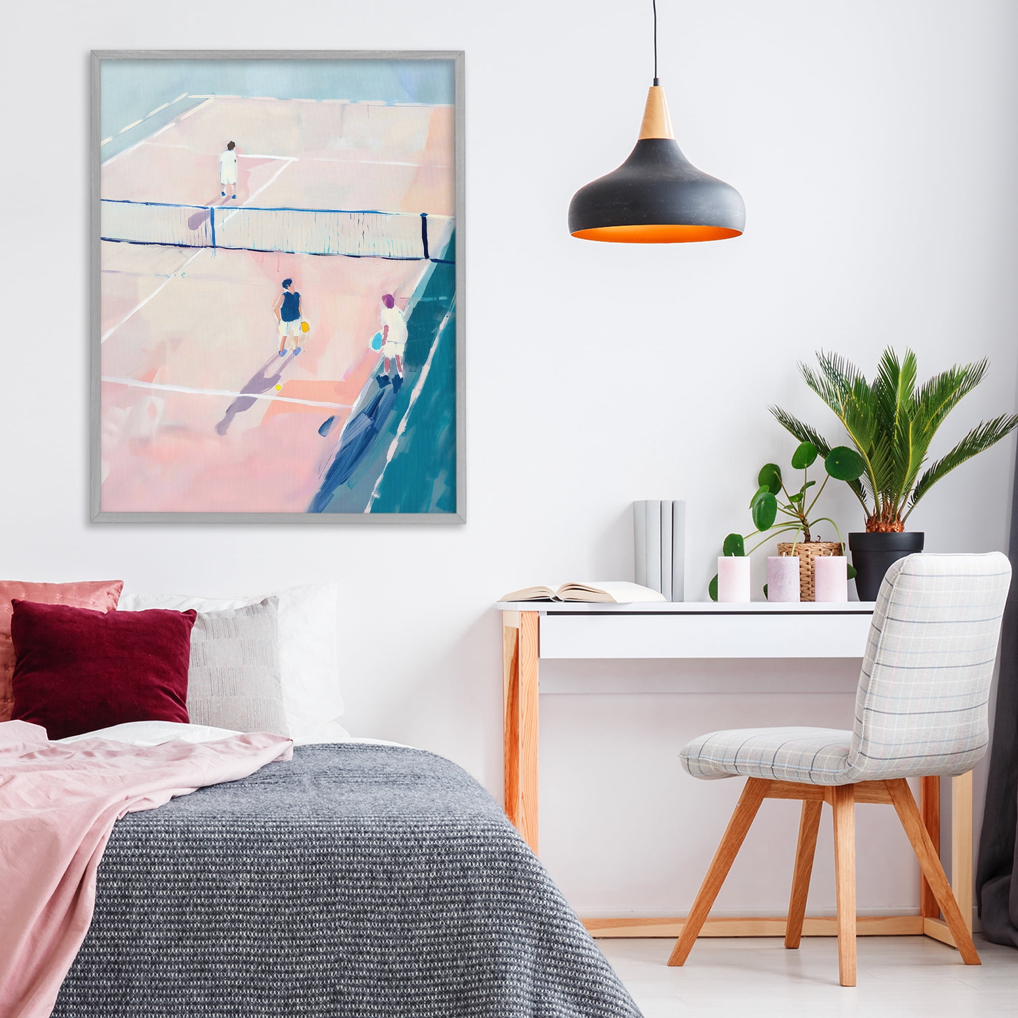 Stupell Industries Summer Game of Tennis Gray Framed Giclee Art, design by The Prints Vibe