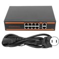 thumbnail image 1 of Conmutador PoE de 10 puertos, 8x100M, PoE, 2x100M, RJ45, diseño sin ventilador, IEEE 802.3at/af, 120W, conmutador PoE Ethernet, enchufe estadounidense de 100?240V, 1 of 8