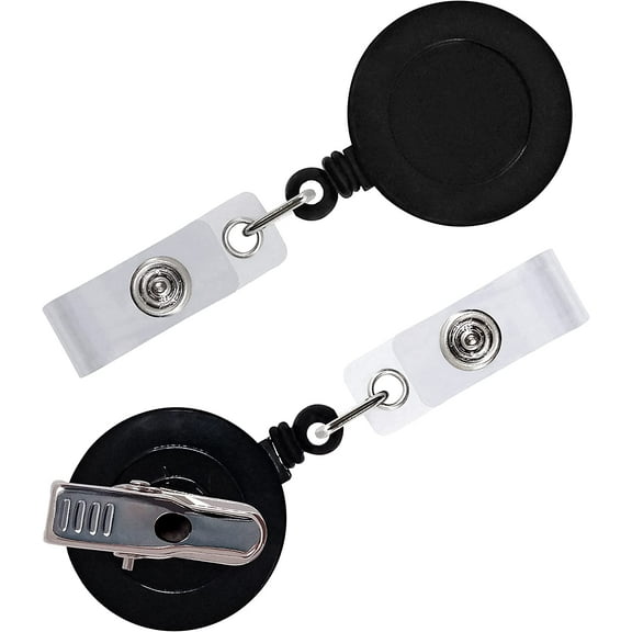 25 Pack Retractable ID Badge Holder Reels with Swivel Alligator Clip Bulk Pack Premium Badge(Black)
