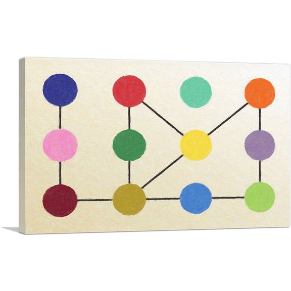 ARTCANVAS Mid-Century Modern Connect Most Dots Canvas Art Print - Size: 12" x 8" (0.75" Deep)