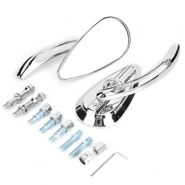 TKSE Espejos Retrovisores Para Motocicleta, 2 Espejos Retrovisores Cromados Para Motocicleta, 8 Mm, 10 Mm, Reflector De Manillar En Forma De Lágrima De Calavera Con Rosca