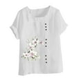 thumbnail image 3 of Birdeem T-Shirt Ample Décontracté d'Été pour Femme à Col Rond, Manches Courtes, à Imprimé Floral, 3 of 12