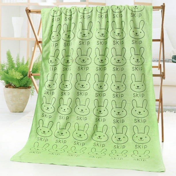 Toalla de baño de microfibra absorbente con estampado de cabeza de conejo de dibujos animados, toalla de playa para adultos, suave y sin pelusa