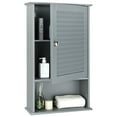 thumbnail image 1 of Gymax Armoire de Rangement Murale pour Salle de Bain à Porte Simple avec Tablette à Hauteur Réglable Gris, 1 of 9