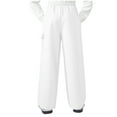 thumbnail image 6 of BRGZLK Kids Fall Winter Sweatpants Fashion Solid Color Elastic Waist Straight Leg Pants Casual Outerwear Athletic Trousers with Pockets White 5-6 Years, 6 of 8