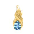 thumbnail image 2 of Mauli Jewels Engagement Necklace for Women 2.10 Carat Pear Shaped Blue Topaz and Diamond Pendant 4-prong 10K Yellow Gold|Silver Chain, 2 of 4