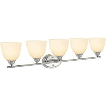 Aspen Creative 62229, Bathroom Vanity 5 Lights Fixture, 40" W x 9-1/2" H x 6-1/2" D, Chrome Finish/Frosted Glass Paint White Inside