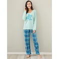 thumbnail image 3 of Women's Two Piece Sleepwear Set Knit Top with Flannel Pants RHW2864, 3 of 7