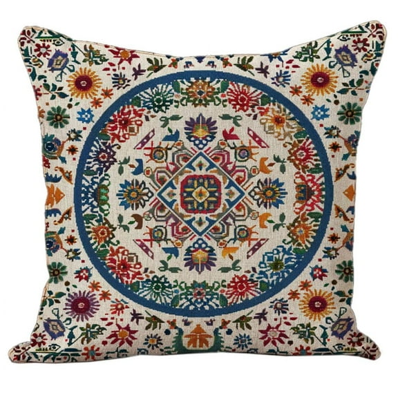 Vintage Little Flowers Pattern DIY Stamped 11CT Cross Stitch Pillow Kits Embroidery Pillowcase Counted Needlepoint Handmade Cushion Cover for Home Sofa Christmas Decor 18x18in(3)