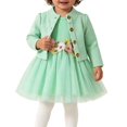 thumbnail image 4 of Toddler Girl 2 Piece Princess Outfit Long Sleeve Knit Cardigan Floral Waist Sleeveless Tulle Dress Fall Clothes Set for 3 Months To 3 Years Green, 4 of 6