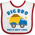 thumbnail image 3 of Inktastic Dump Truck Big Bro Boys Baby Bib, 3 of 4