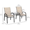 thumbnail image 3 of Outsunny Outdoor Loveseat with Glass Table, Mesh Patio Bench Seat, Brown, 3 of 10