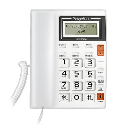 Big Button Telephone for Eldly Crystal Landline Trade Call Desk Display Caller Corded Telephone for Home Hotel