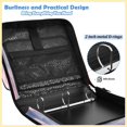 thumbnail image 4 of Zipper Binder with Shoulder Strap 2 inch 3 Ring Waterproof File Folder Organizer Bag 500 Sheet Watercolor Pink and Purple Roses, 4 of 8