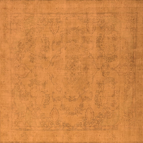 Ahgly Company Indoor Square Oriental Orange Industrial Area Rugs, 5' Square