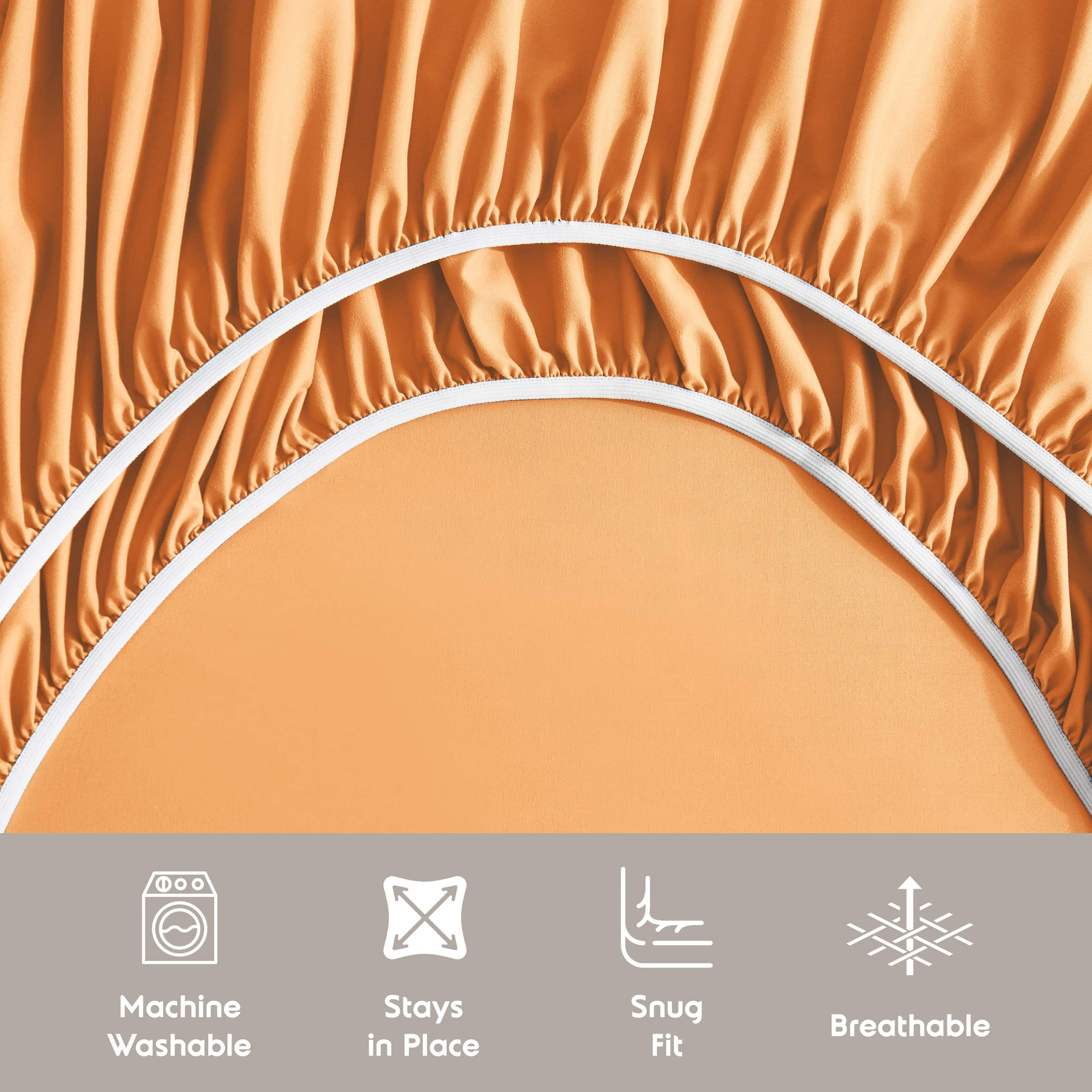 LammaLoe Extra Deep Pocket California King Sheets Set, 4 Piece, Fits 18"-24" Mattress, Breathable & Extra Soft Bed Sheets, Apricot Orange
