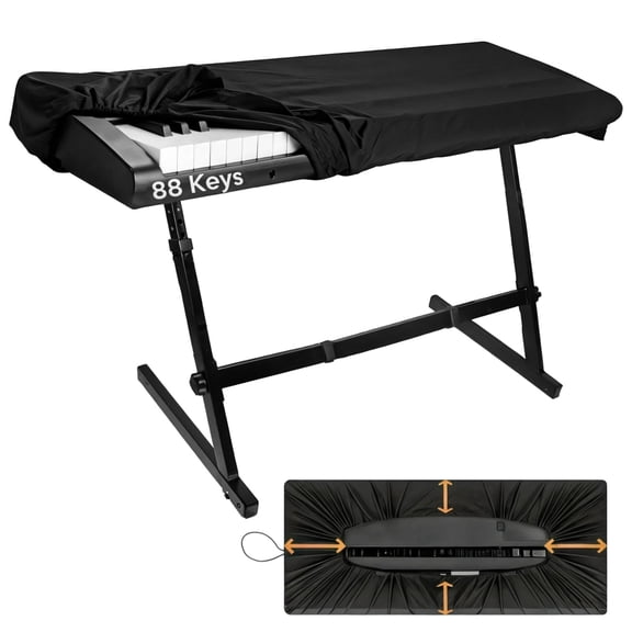 Stretchy 88 Keys Keyboard Dust Cover, Elastic Digital Piano Cover with Adjustable Cord, Universal Fit Machine Washable Fabric