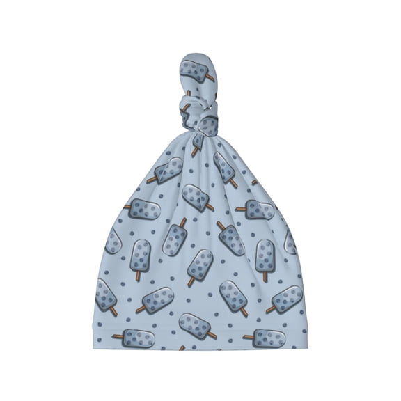 Balery Cute Ice Cream Pattern Baby Beanie, Knotted Baby Hat, Infant Hat, Newborn Beanie, Adjustable Beanie, Baby Cap, Newborn Headwear